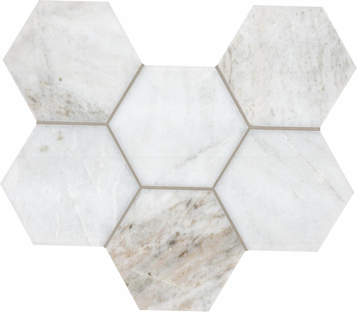 Arabescato Venato White Hexagon Honed Marble Tile for Elegant Spaces