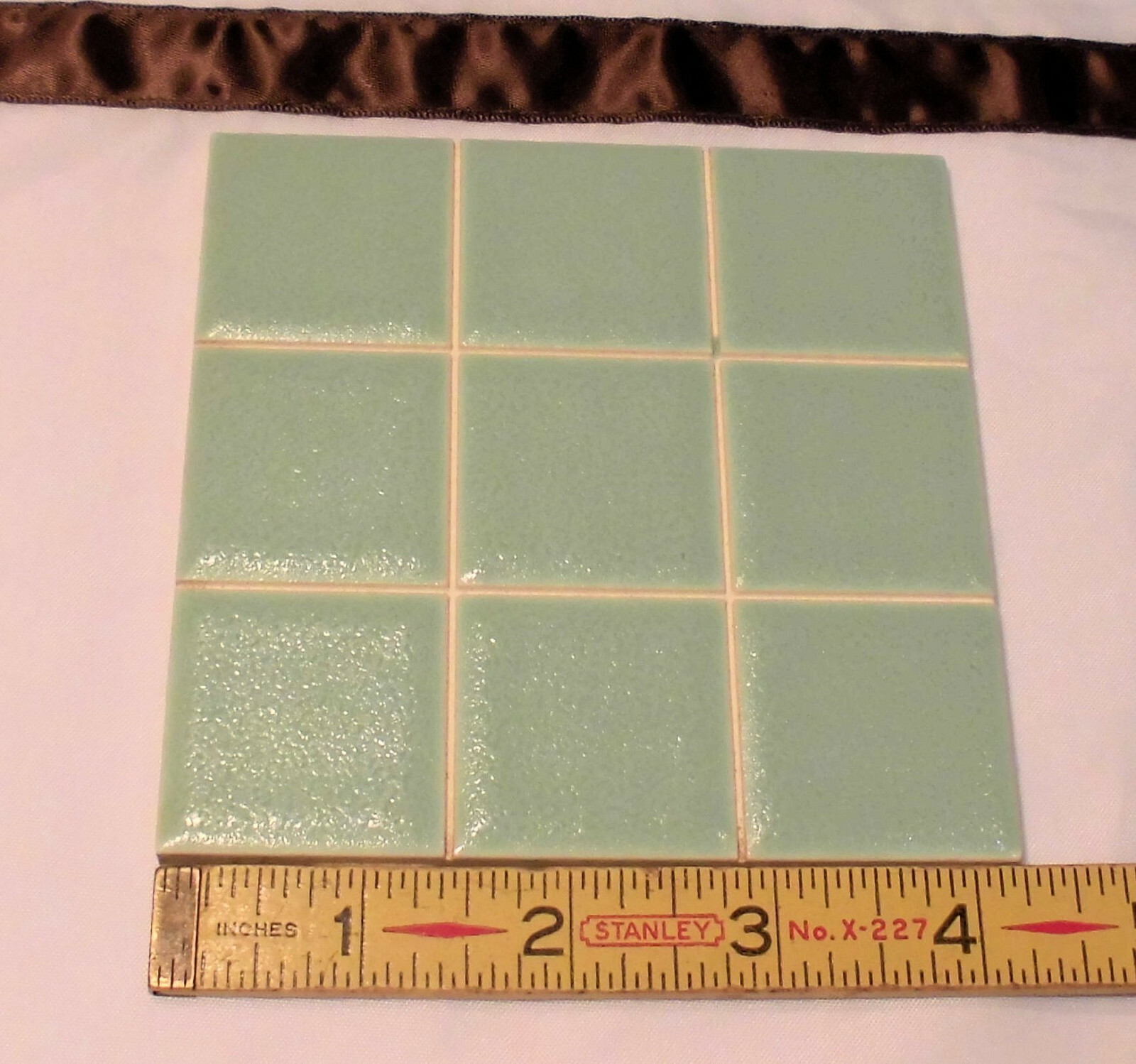 1 pc. 4-1/4″ Ceramic Tile *Light Jade* Scored 9ths Crystalline; Greenest -Blue