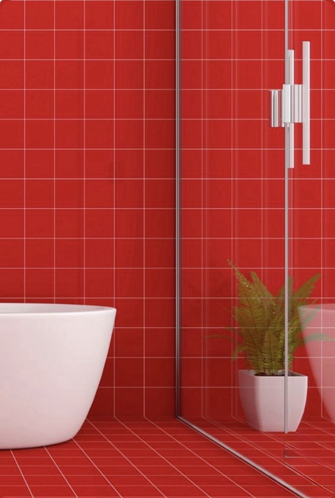 Glossy Bright Red 4-1/4” Square Ceramic Tile–Roca “Red Pepper” 20 sq ft