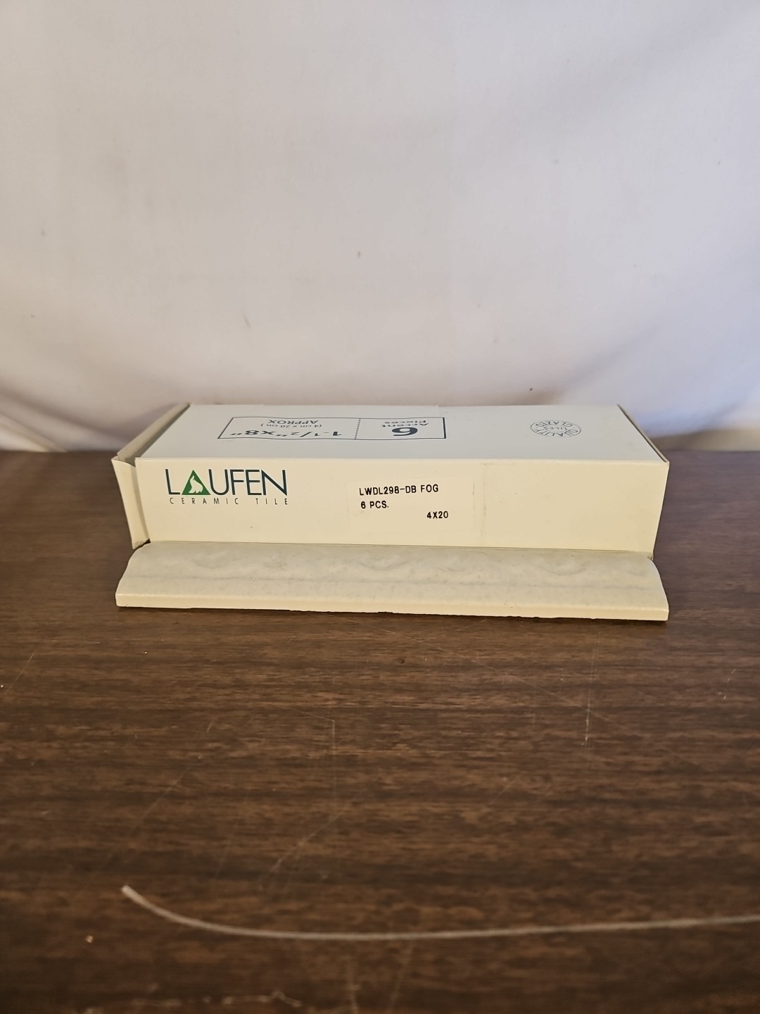 White Fog Tile Trim Laufen LWDL298 Rope Ceramic 8″ Long 6 Pieces Per Box
