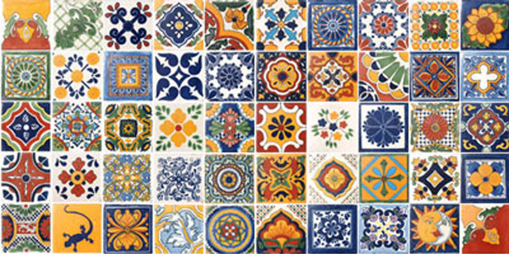 50 TILES 4×4 MEXICAN CERAMIC HANDMADE TALAVERA TILES WALL FLOOR DECORATIVE #003