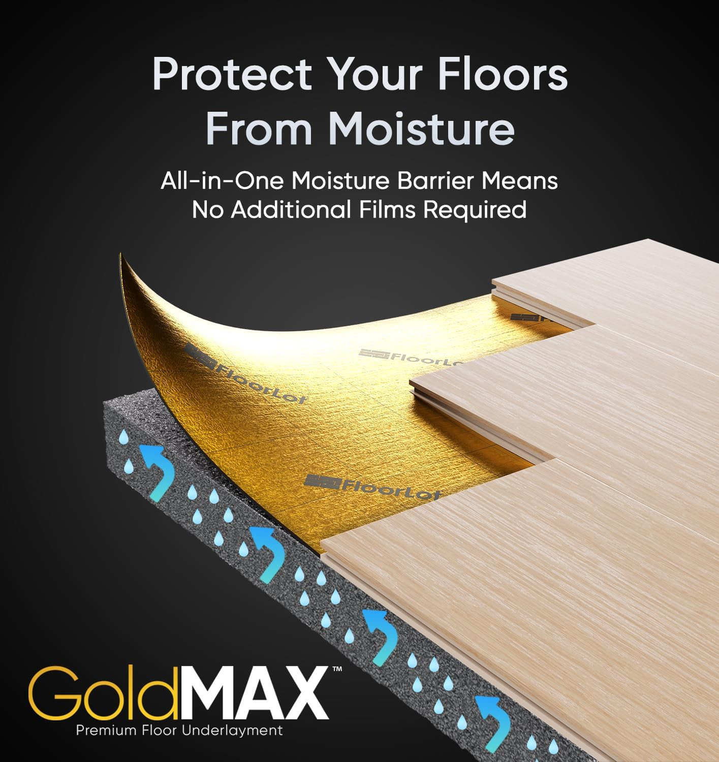 Goldmax Premium Floor Underlayment – 200 Sqft Roll – 3Mm Thick – with Moisture B