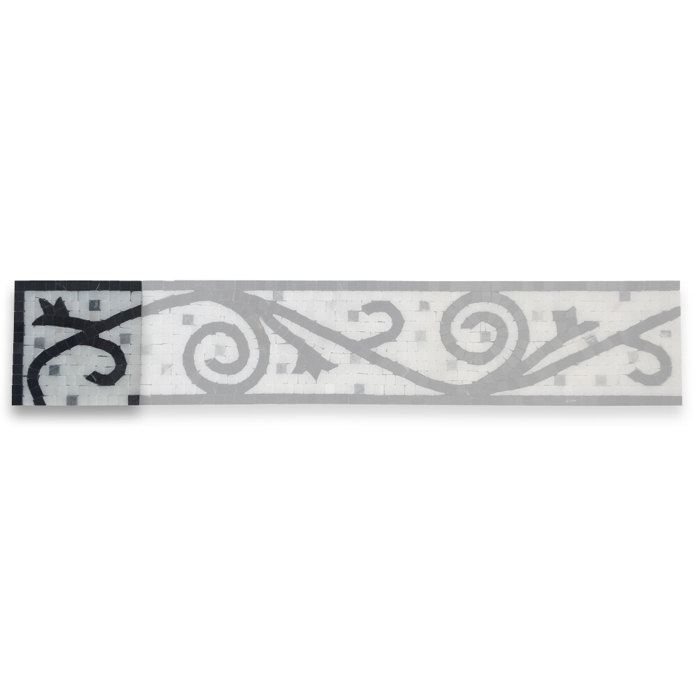 B0068CPT Marble Mosaic Border Accent Tile Garden Nero 4.7×4.7 Polished Tumbled