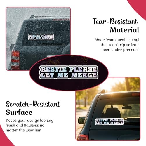 | Bestie Please Let Me Merge Bumper Sticker – Strong Adhesive, Unicorn