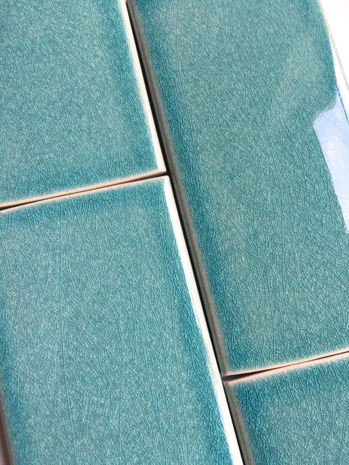 3×6 Turquoise Handmade Glossy Finish Crackled Ceramic Tile Backsplash (1 SF)