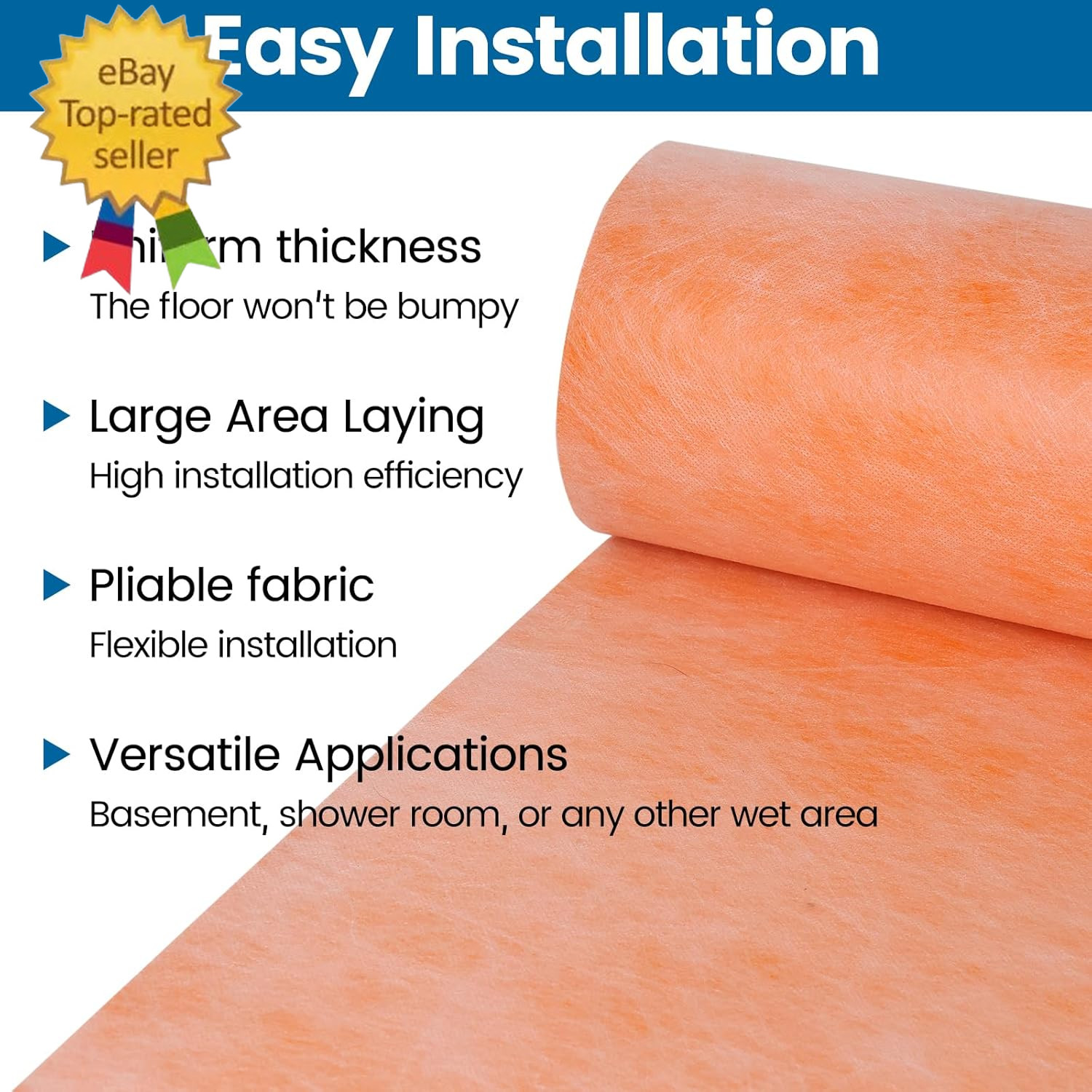 Waterproofing Membrane for Shower 3.8X33Feet (125 Sq Ft) 23.6 Mil Thick