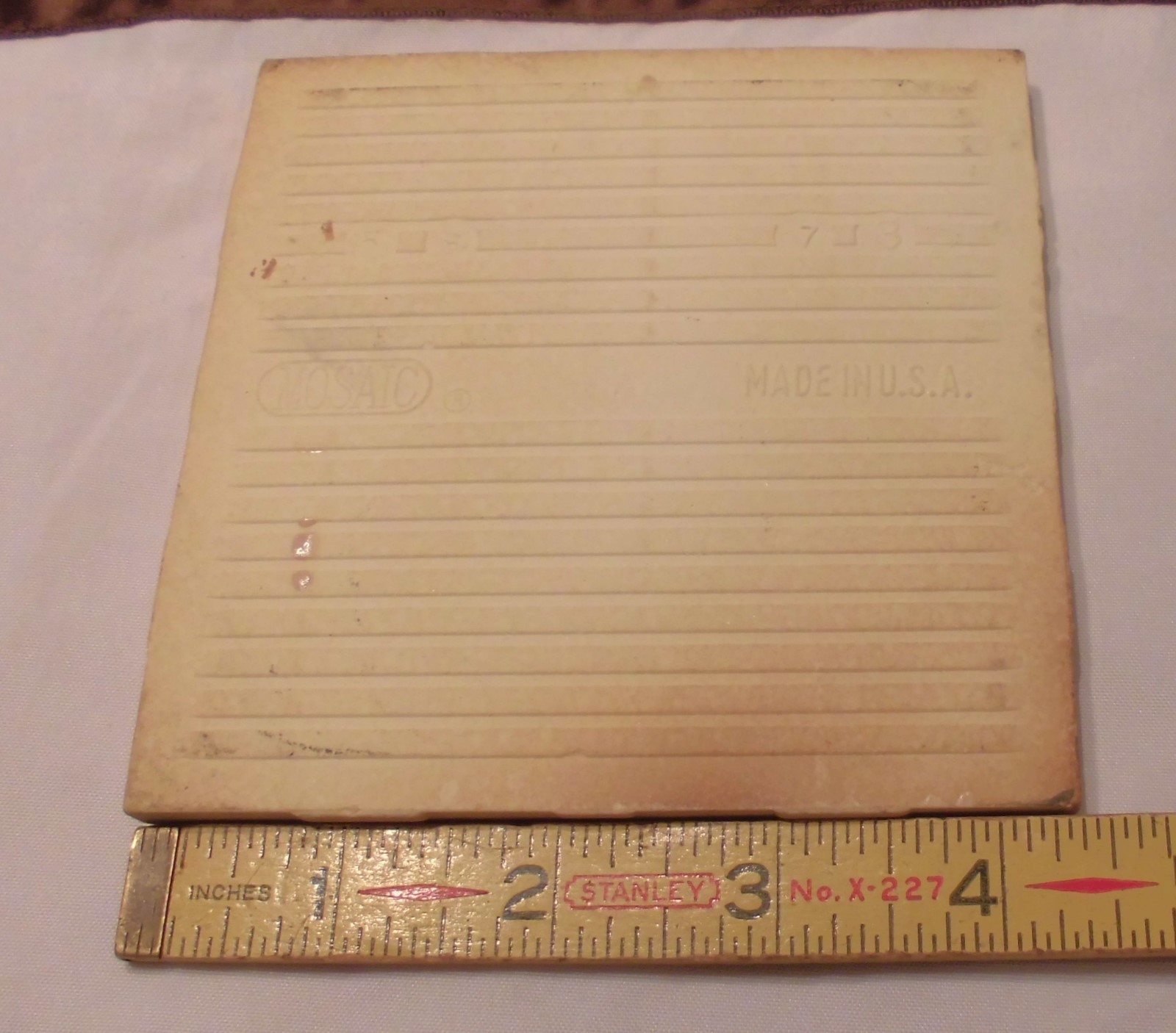 1 pc. *Light Brown* Ceramic Tile by Mosaic Tile Co. 4-3/8″ Crystalline Glazed