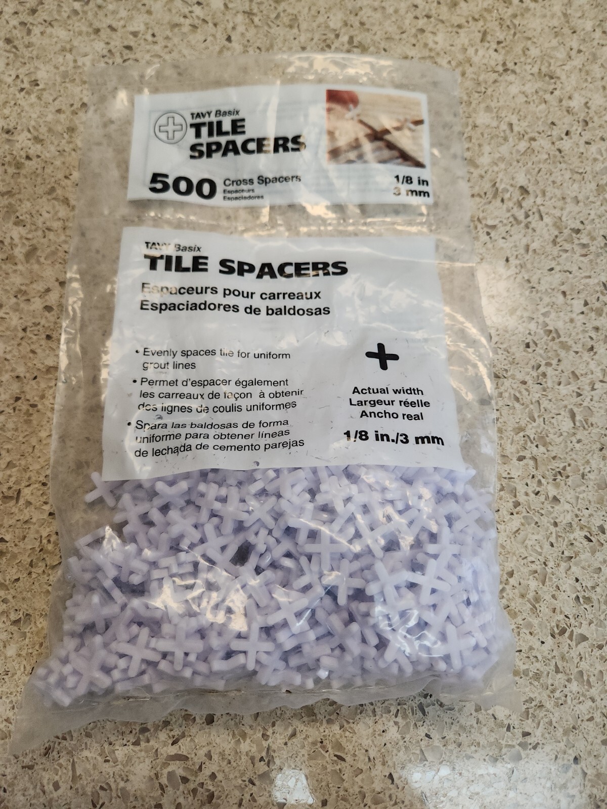 New Bag Tavy Basix Tile Spacers Cross Spacers, 1/8 In, 3 Mm, 500