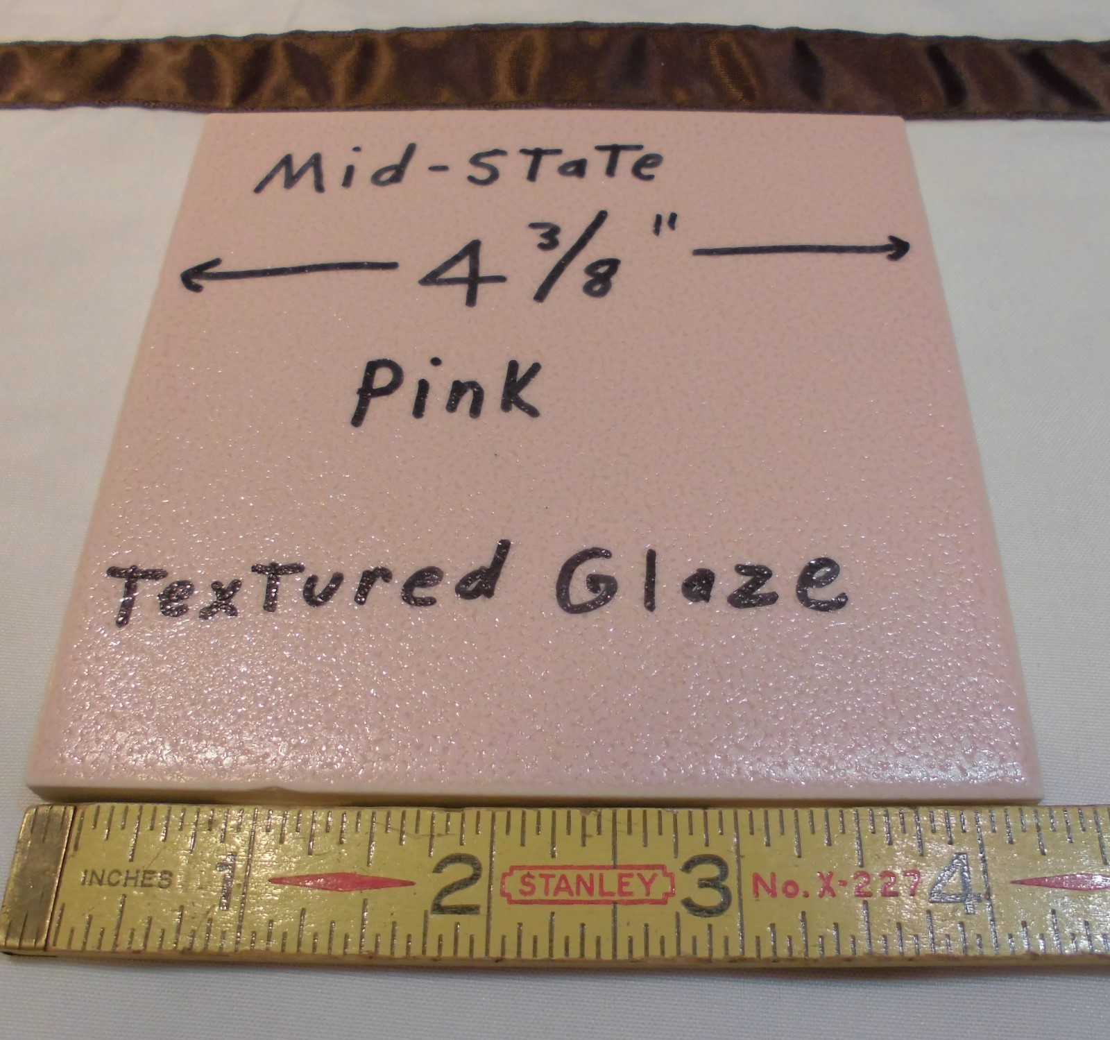 1 pc. Ceramic Tile *Pink Crystal Glazed* by Mid-State Co. 4-3/8″ Crystalline