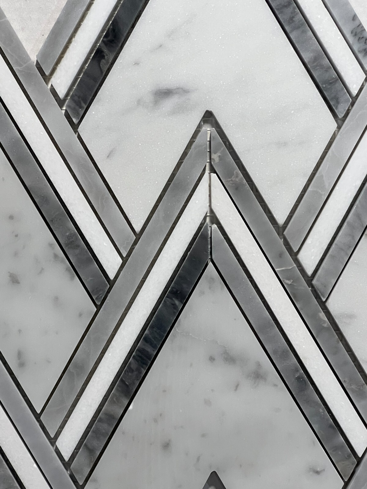 S35 Carrara White Grey Marble Arrow Mosaic Tile Kitchen Bathroom, 7 sheets