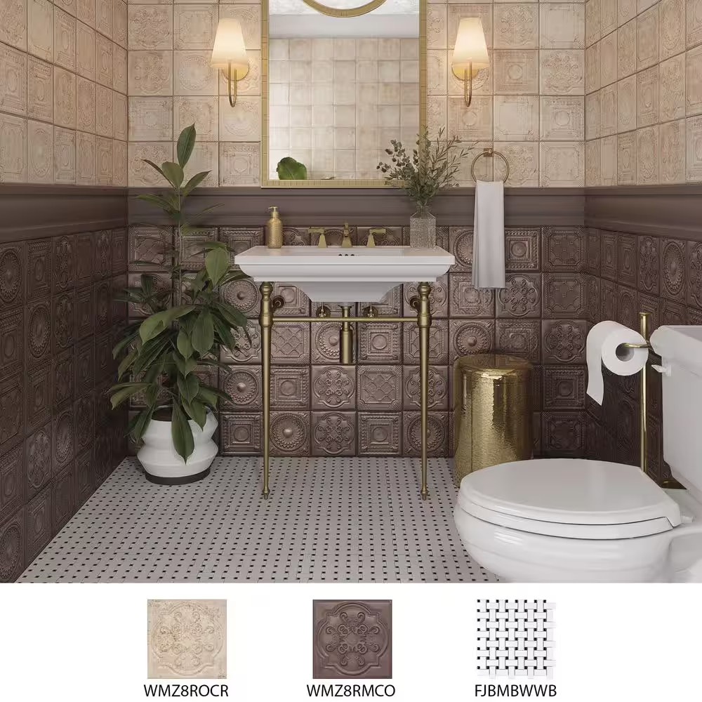 Metro Basketweave White with Black Dot 11-3/4 In. X 11-3/4 In. Porcelain Mosaic
