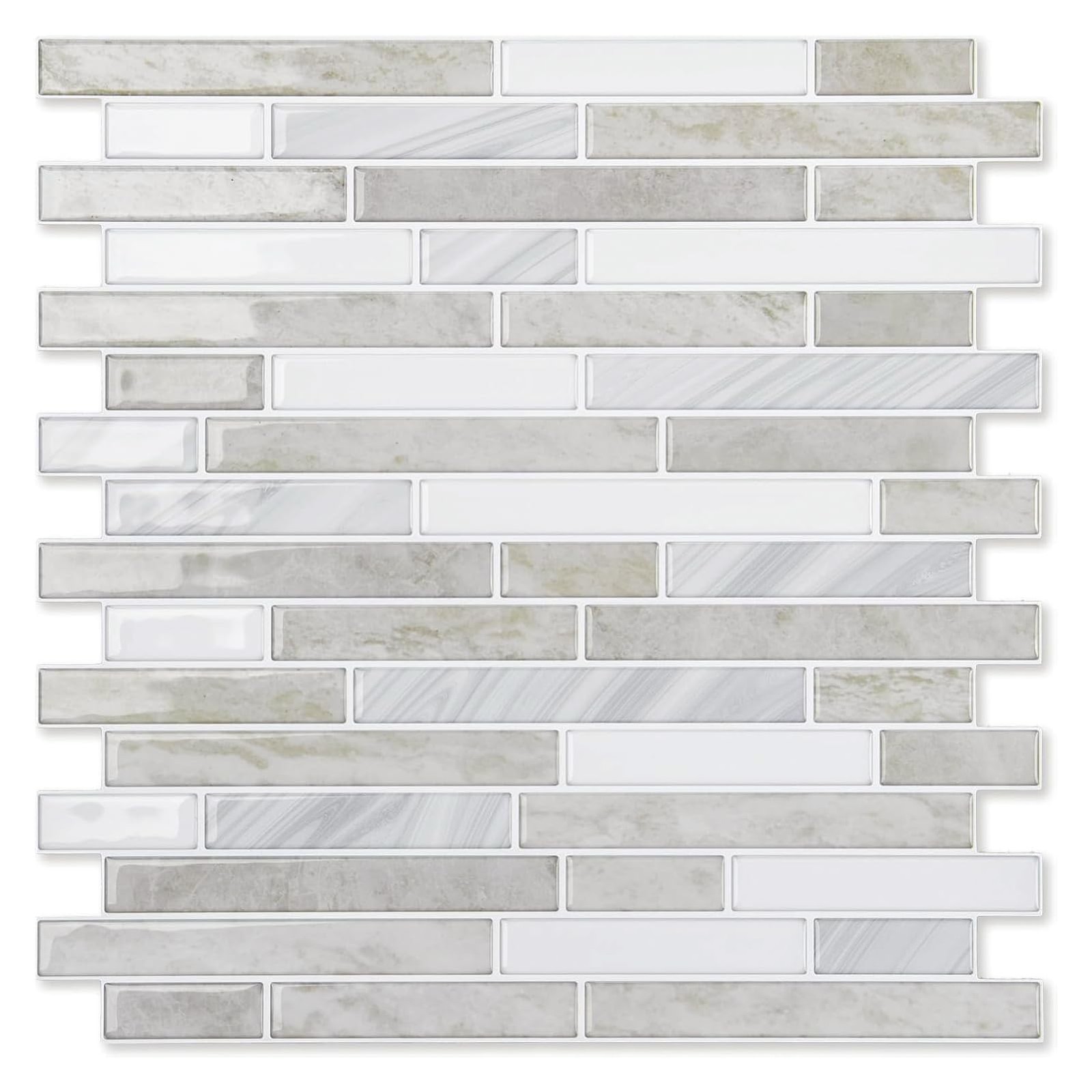 Peel and Stick Backsplash Tiles 10 Sheet Extra Thick Beige White Waterproof
