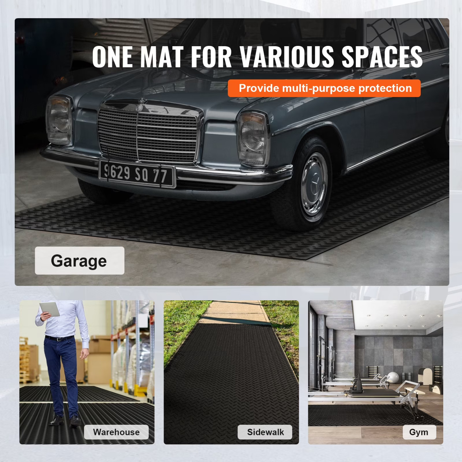 KFFKFF Diamond-Plate Rubber Flooring Roll 3mm x 4ft x 6ft Garage Floor Mat SBR