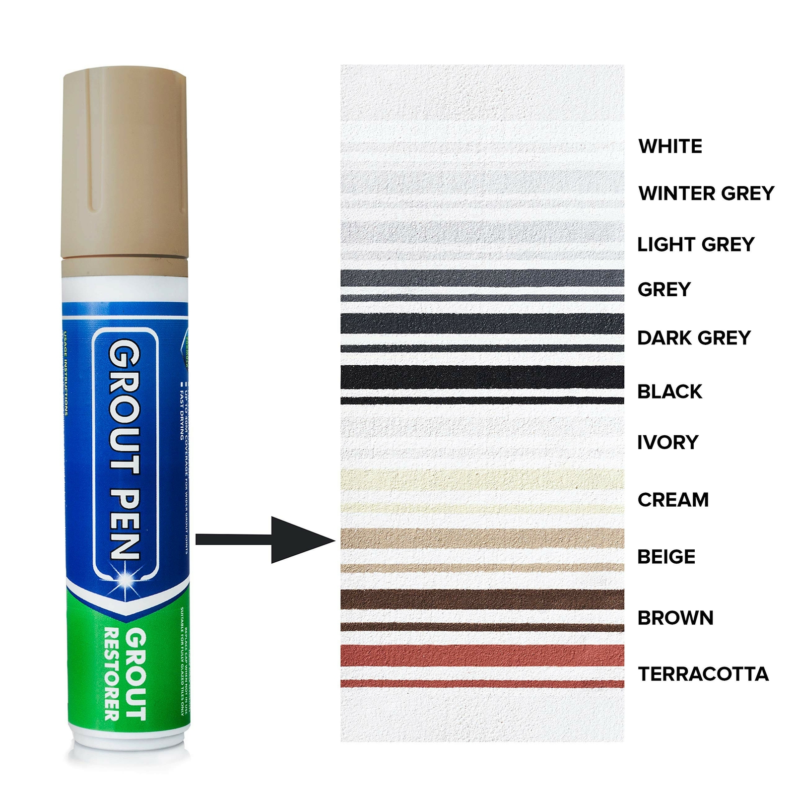 Grout Pen Beige Tile Paint Marker: Waterproof Tile Grout Colorant Pen – Wide Tip