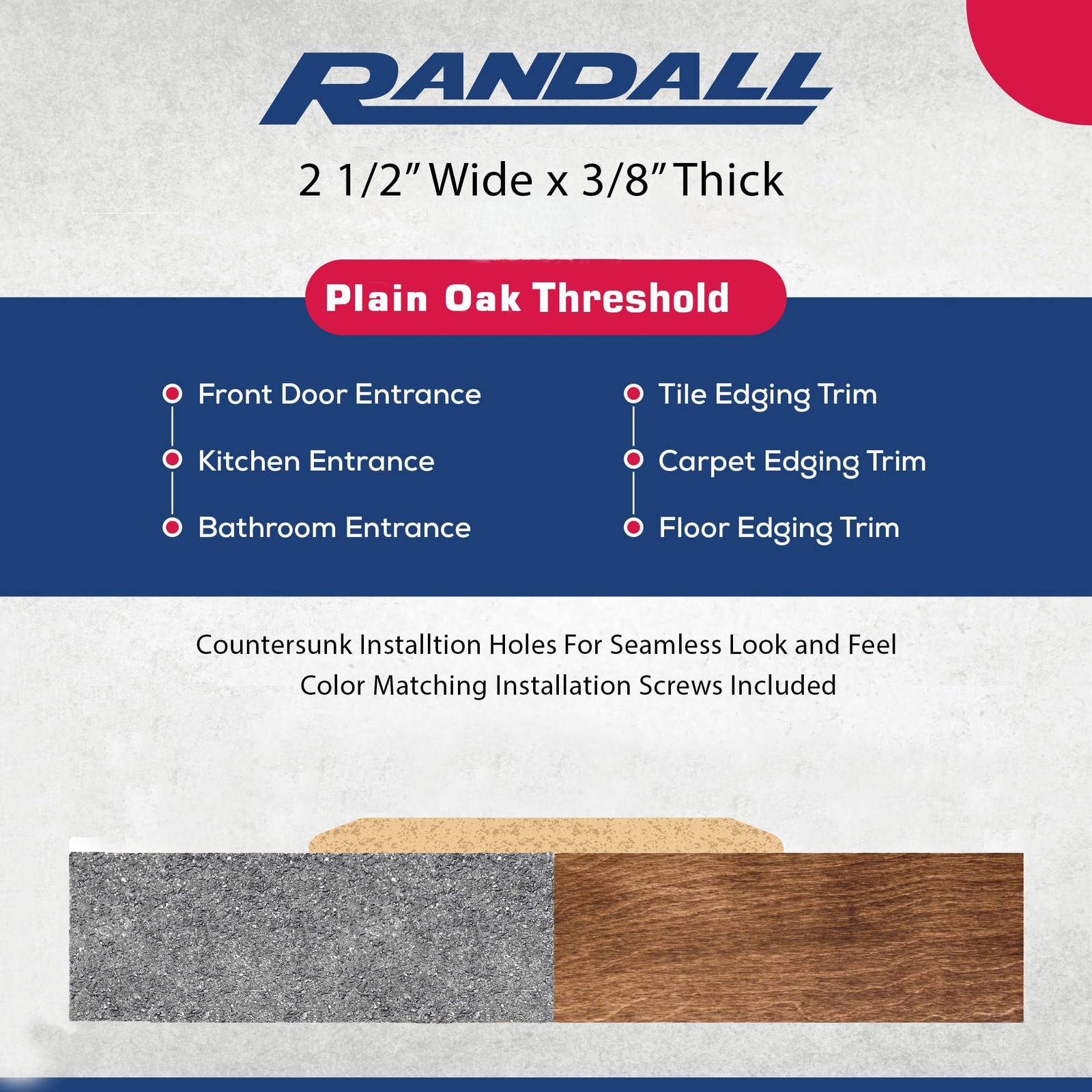 3 FT Unfinished Oak Floor Transition Strip Solid Wood Seam Binder for Joining