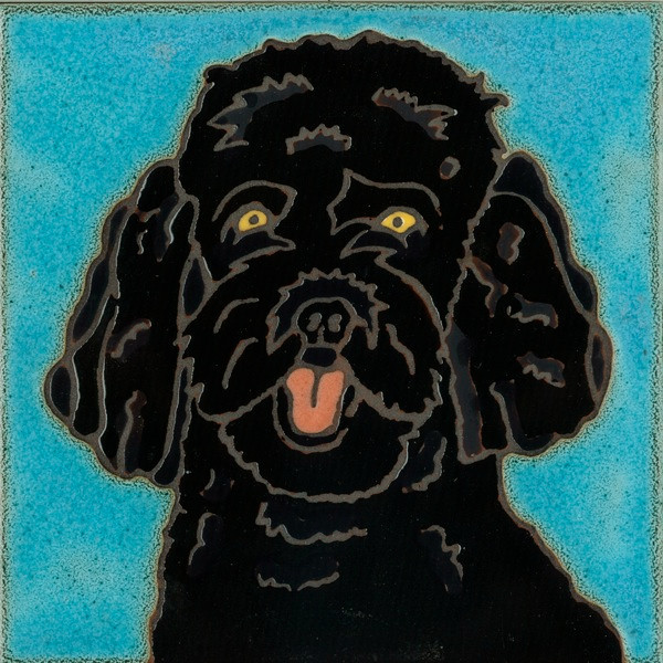 Ceramic Tile Black Poodle Dog hot plate wall decor installation backsplash art
