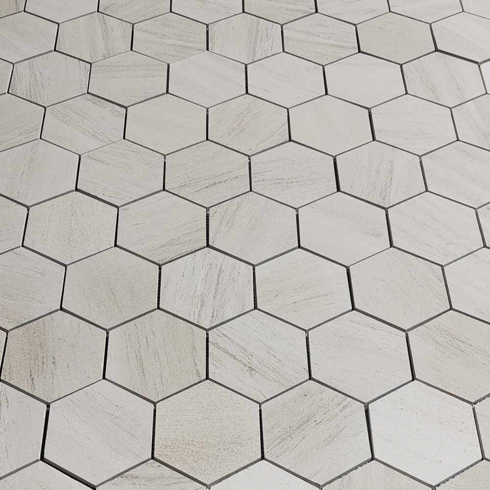 H34XH Moleanos Beige Golden Beach Limestone 4 inch Hexagon Mosaic Tile Honed