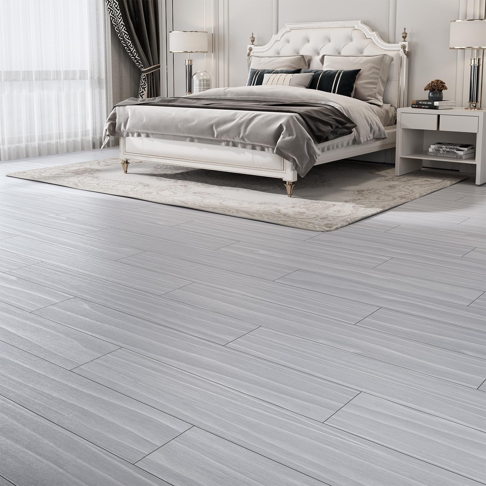 30 Sq.Ft. Peel and Stick Vinyl Floor Tiles 36″ x 6″ Wood Look Planks, 20 Pack…