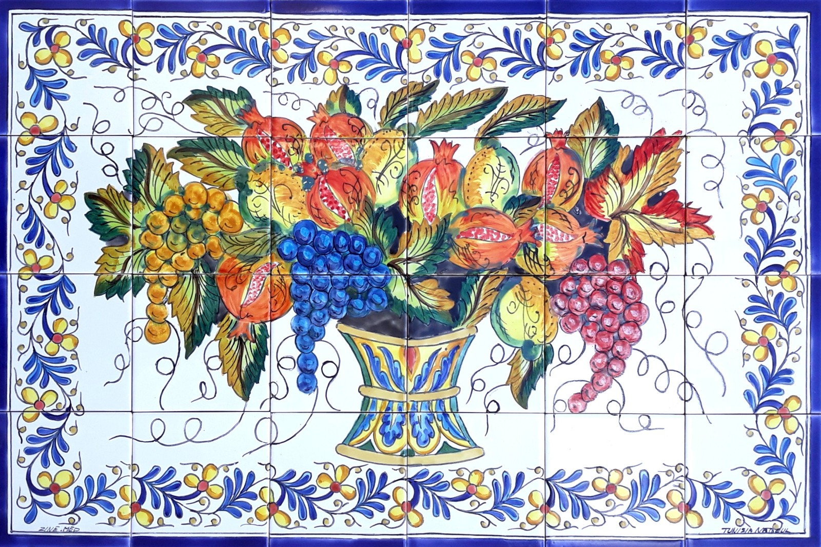 Kitchen Backsplash Arabesque Design Mosaic Centerpiece, Ceramic Tiles Wall Mural