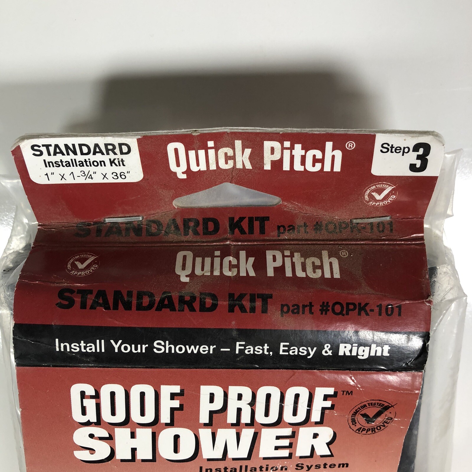 Quick Pitch Pre Slope Shower System kit 1”x1-3/4”x36” Standard Installation Kit