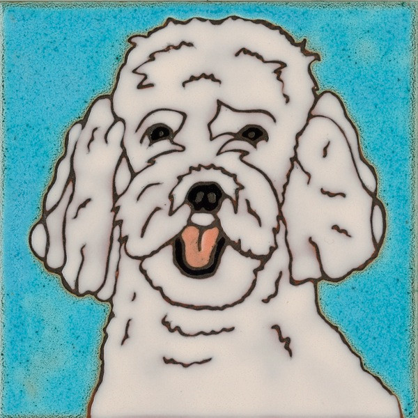Ceramic Tile Black Poodle Dog hot plate wall decor installation backsplash art