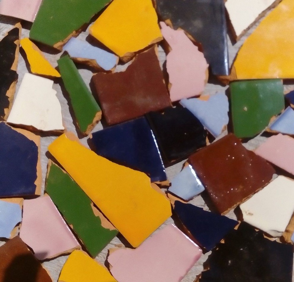 10 Pounds of Broken Talavera Mexican Ceramic Tile in Mixed Solid Colors #03