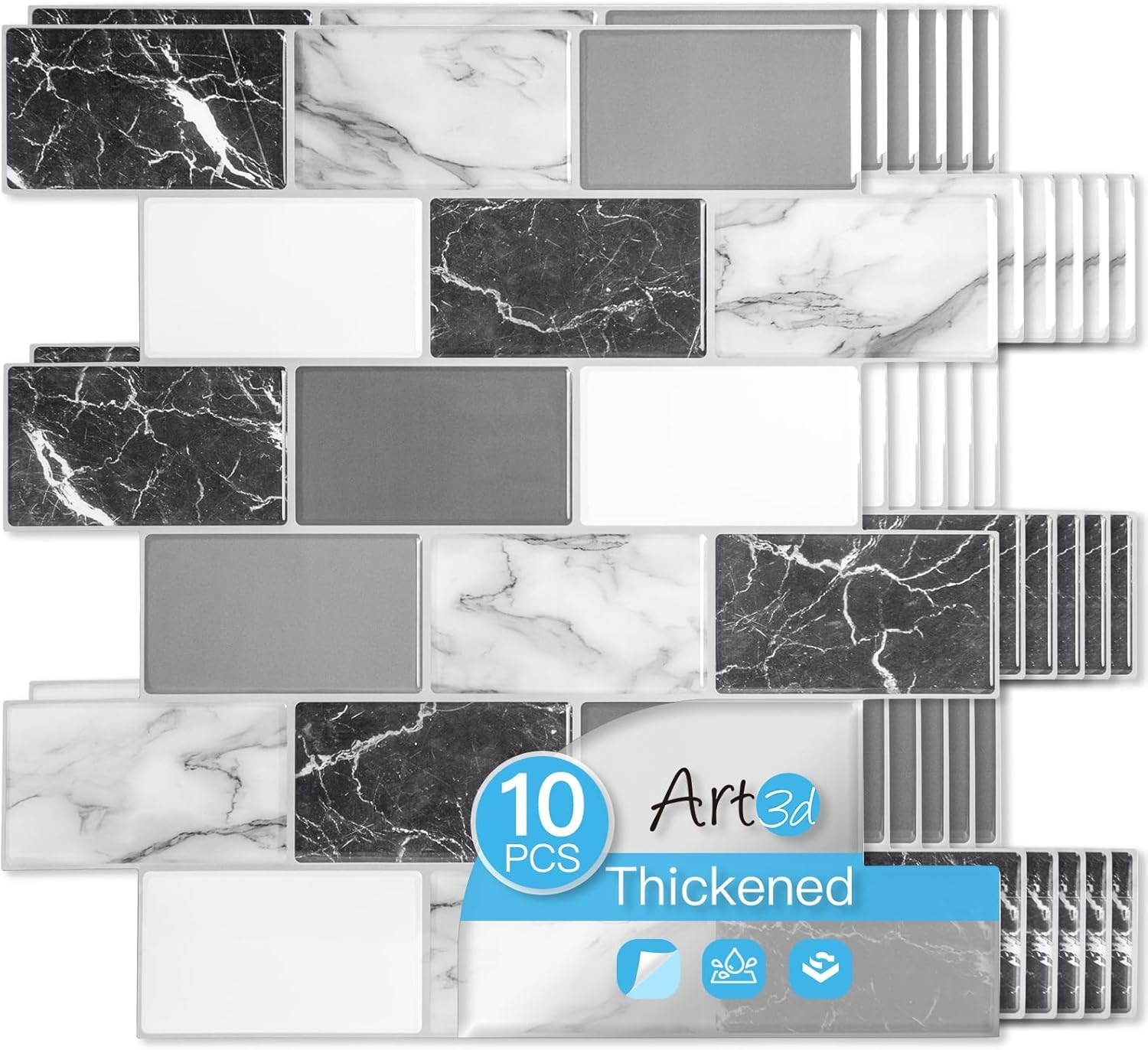 Elegant 12×12 Self-Adhesive Faux Marble Wall Tile Set – 10 Pieces