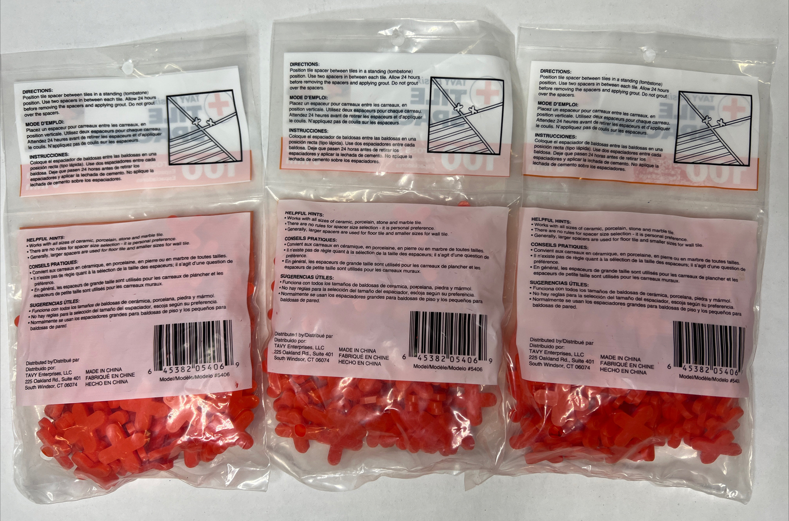 New Lot Of 3 100pk Tavy Basix Tile Spacers 1/4” 6mm Cross Spacers Free Shipping