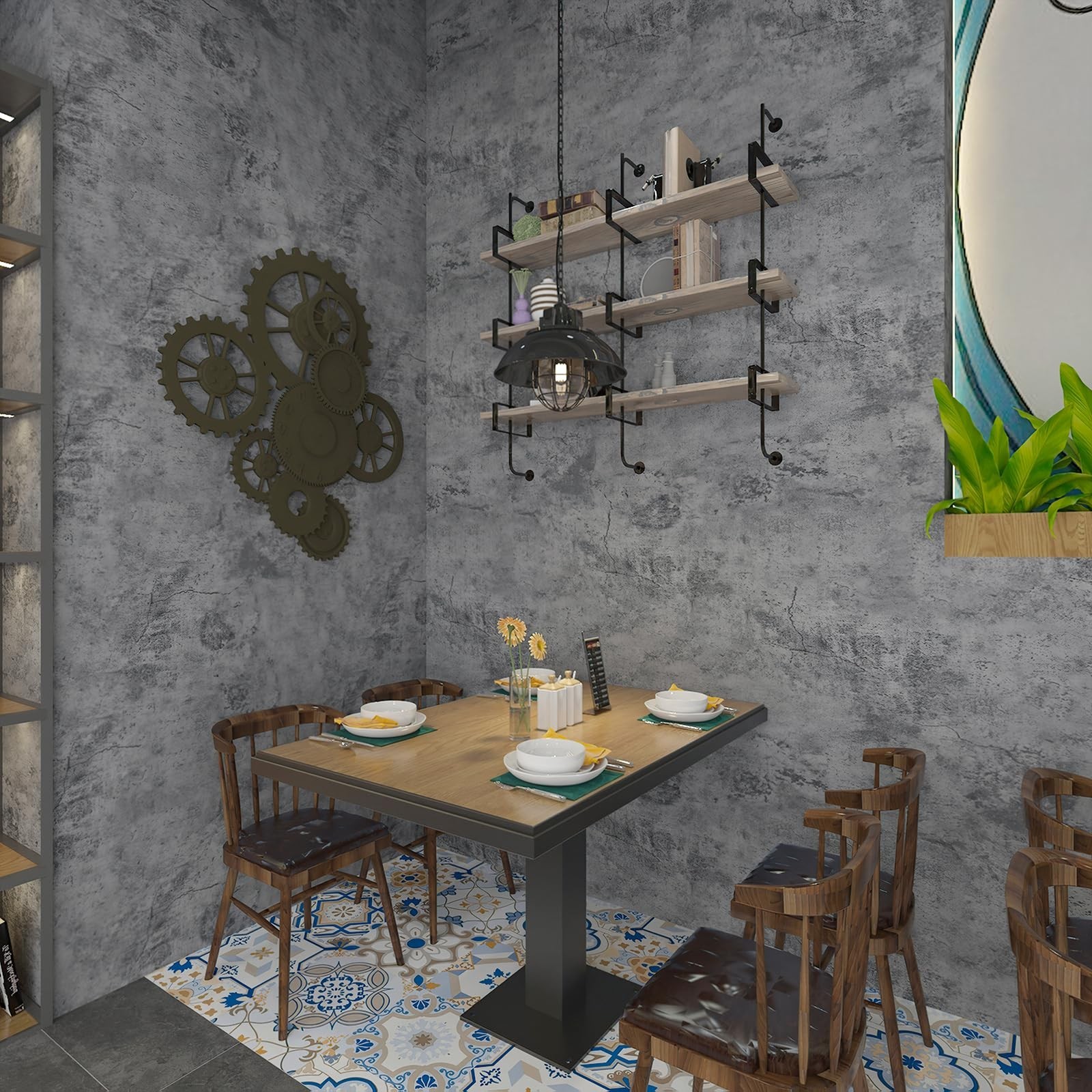 BAYYA Concrete Wallpaper Countertops Contact Paper Grey Cement Wallpaper Peel…