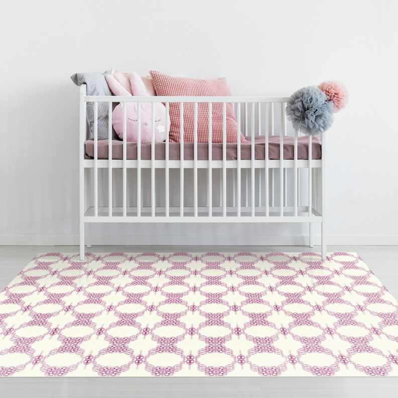 French Cottage’ Mosaic Non-Slip Indoor/Outdoor Rug Pink/Ivory 2′ x 3′