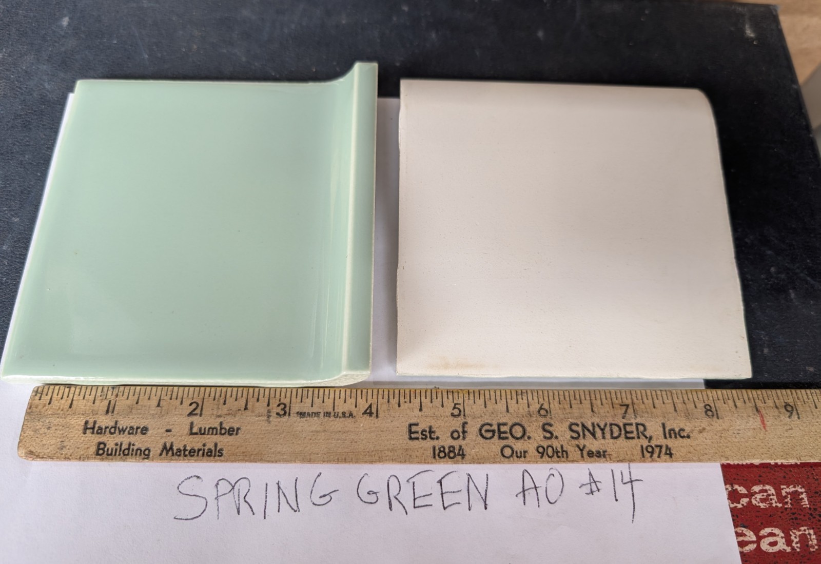 2 pcs NEW American Olean Spring Green #14 A3401 Ceramic Tile Cove base 4-1/4″