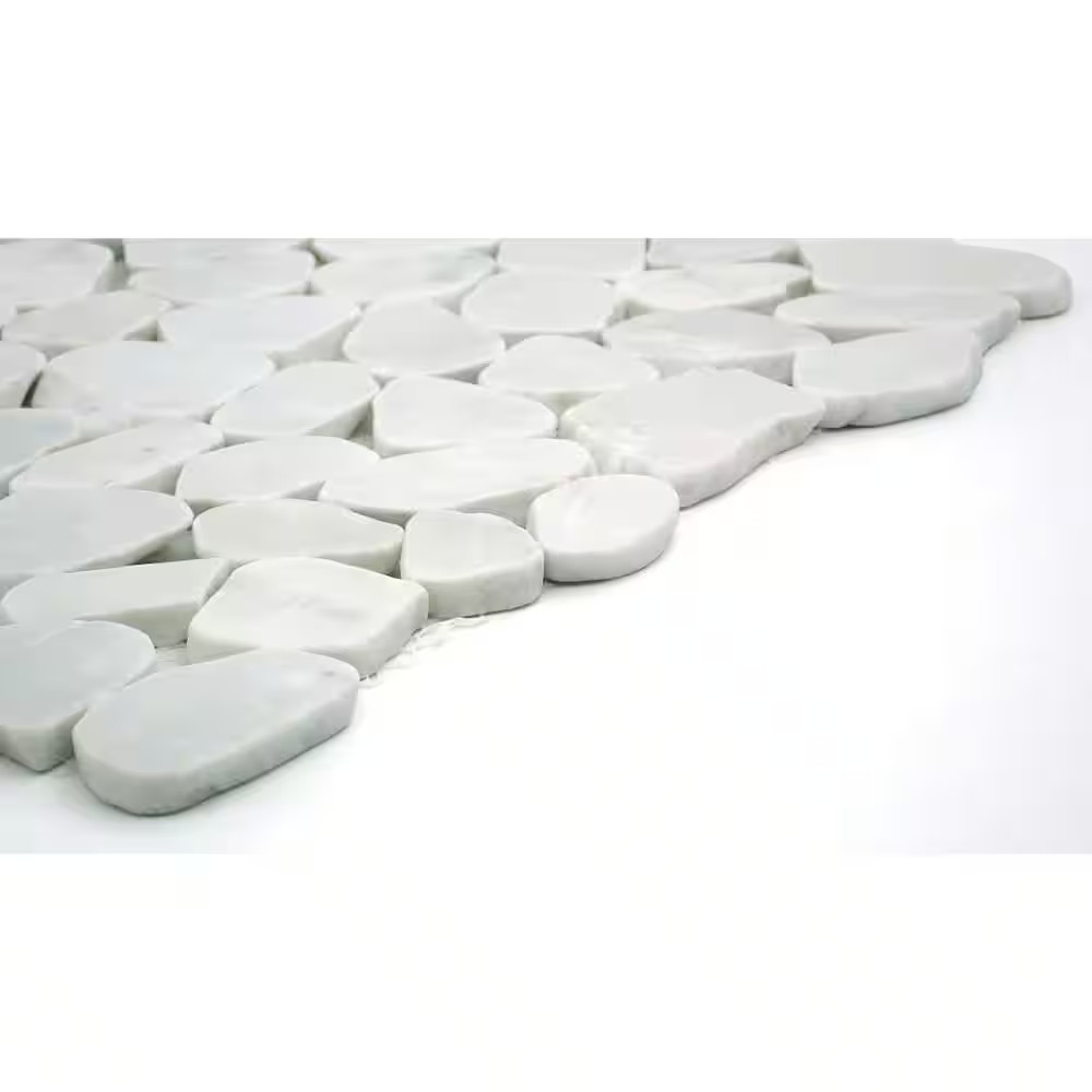 Cultura White Honed and Tumbled 11.81 In. X 11.81 In. X 8 Mm Pebbles Mesh-Mounte