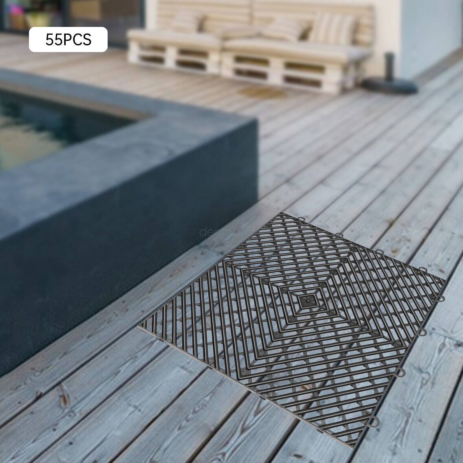 12×12″ Interlocking Garage Floor Tiles 25/55 PCS Deck Tile Snow Water Drainage