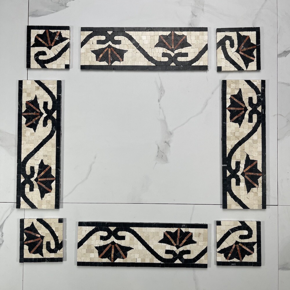 B0080CP Marble Mosaic Border Accent Decorative Tile Carnation Red 4×4 Polished