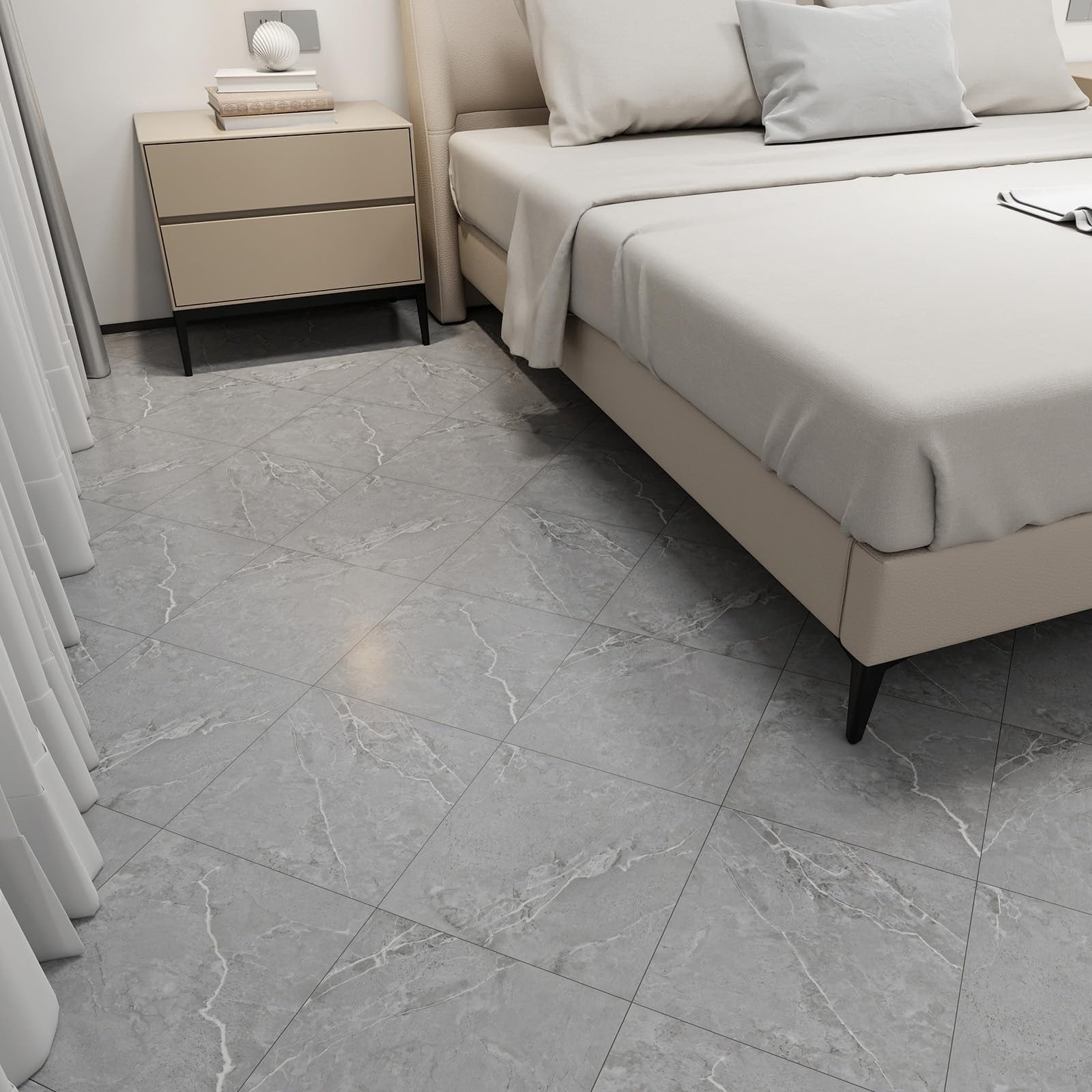 20-Pack 12″x12″ Marble Peel and Stick Floor Tiles Waterproof Self Adhesive Vi…