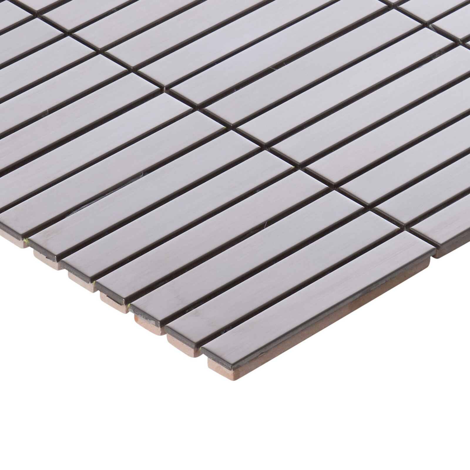 Brushed Nickle Stainless Steel Metallic Metal Stacked Mosaic Tile Backsplash