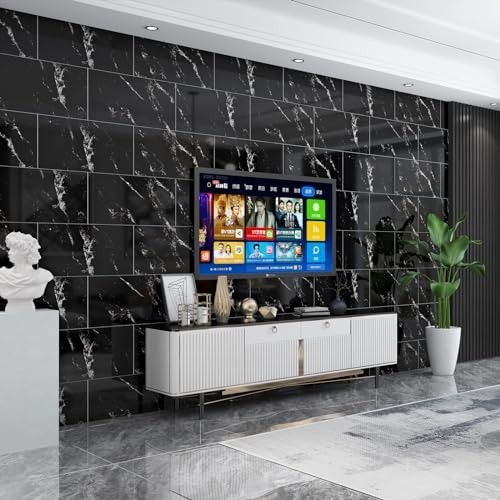 Peel and Stick Wall Panels – 20 Pieces, 23.6×11.8in, Lightweight Marble Look Bac