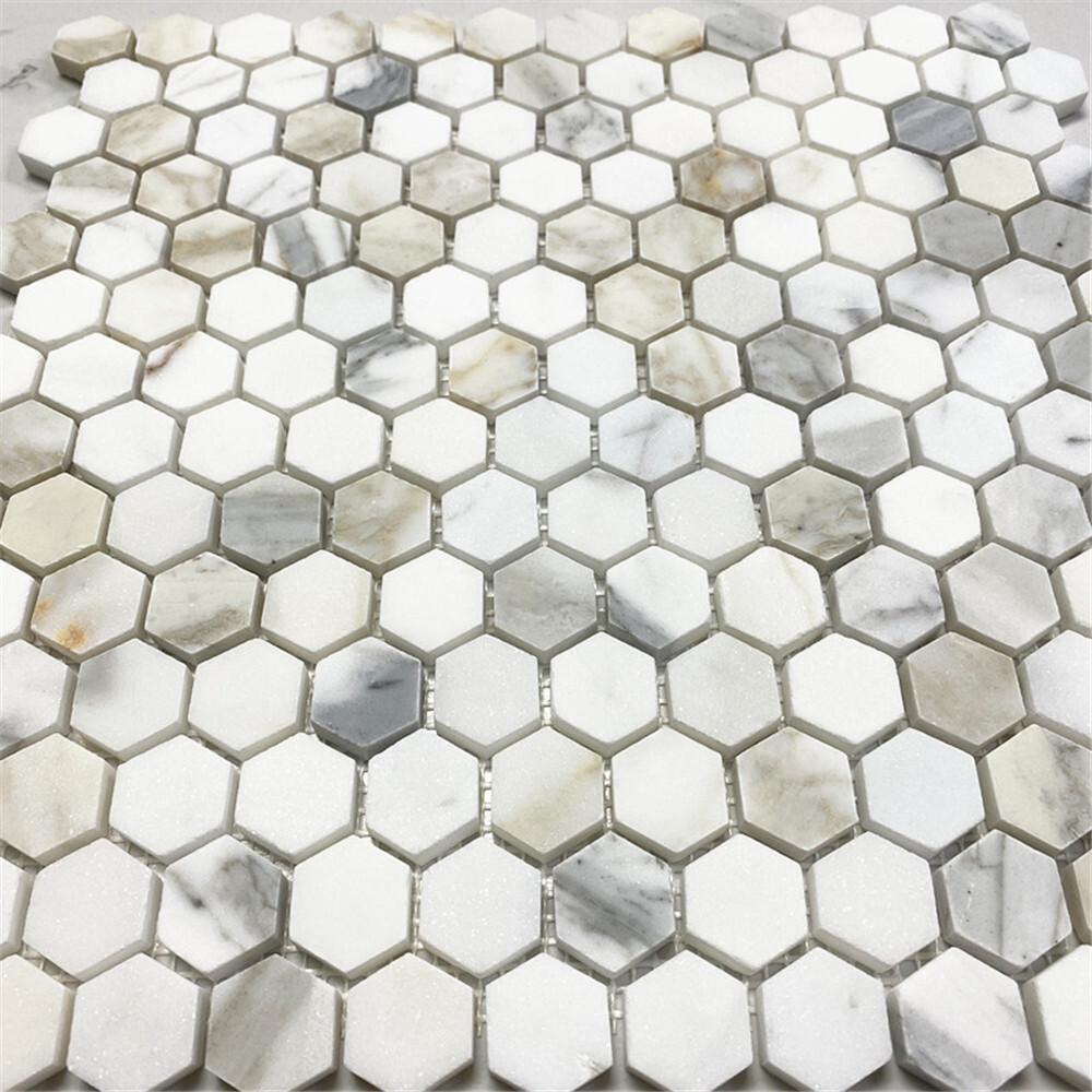 G31XH Calacatta Gold Calcutta Marble 1 inch Hexagon Mosaic Tile Honed