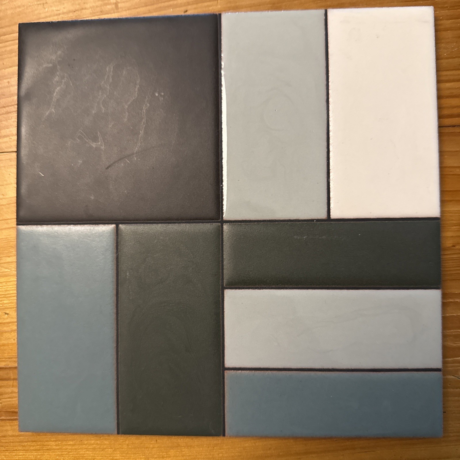 Fireclay Tile “Grange” hand painted Tile 8 x 8 “cool” palette