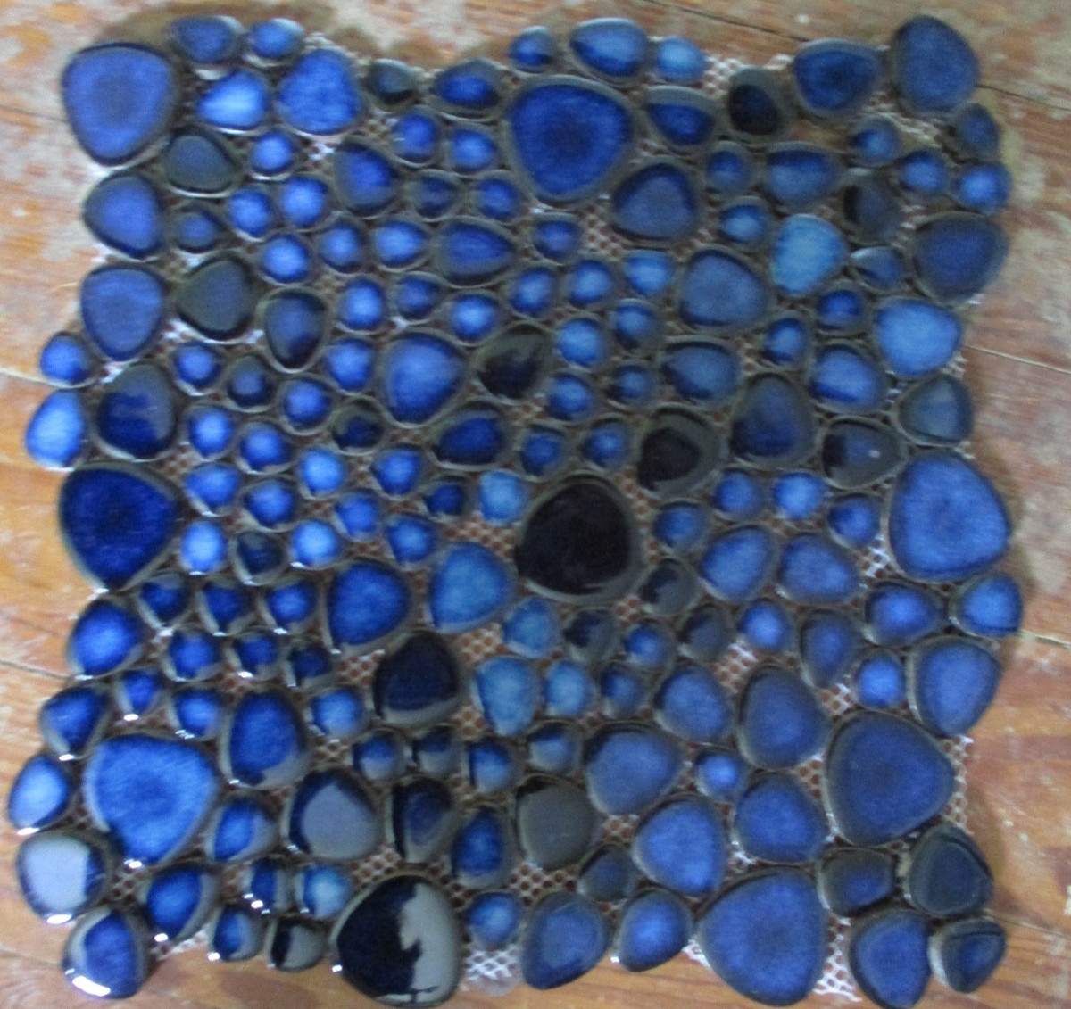 Cobalt Blue Pebble Porcelain Tile Shower Floor Bathroom Wall Mosaic 2 Sheet Set