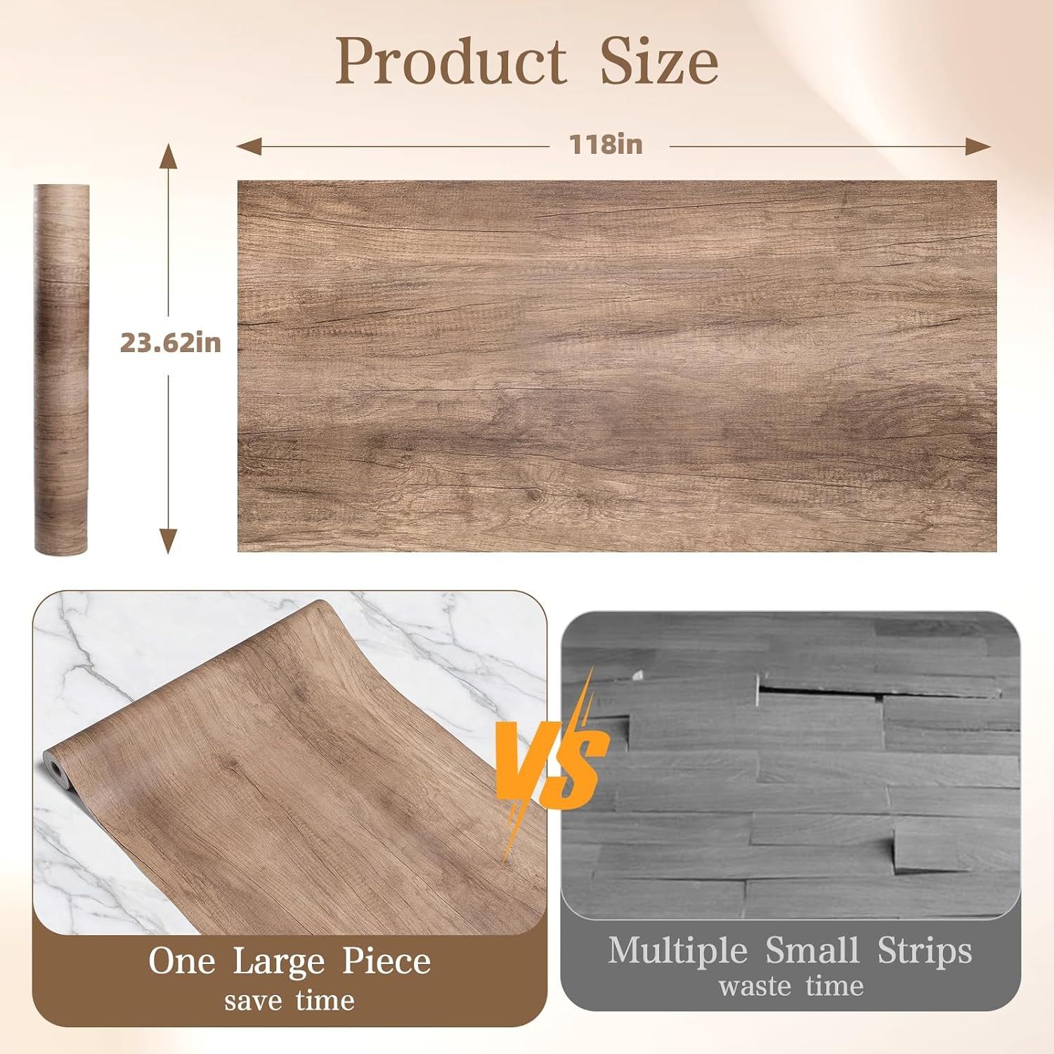 Peel and Stick Floor Tile Vinyl Flooring Roll 23″X 118″/19.4 Sq.Ft Linoleum Lami