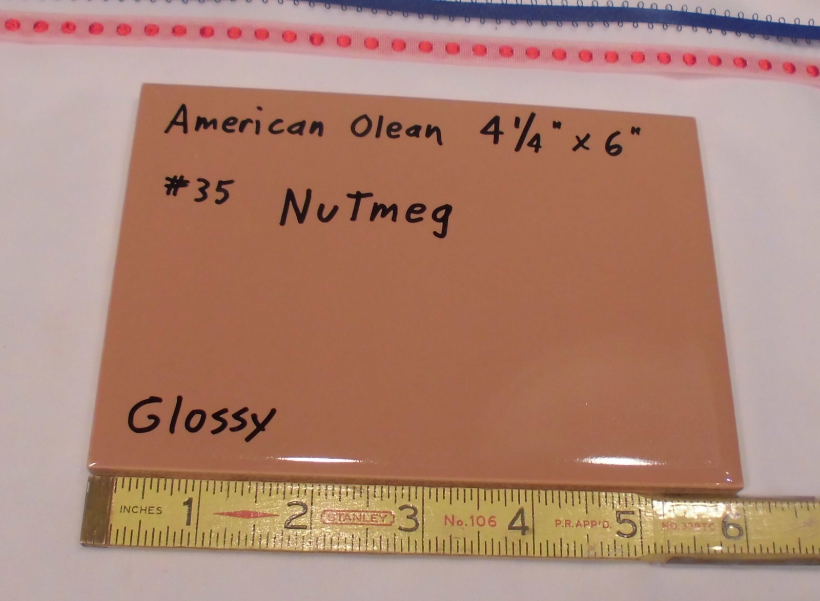 1 pc. *Nutmeg -Brown* Glossy Ceramic Tile #35 by American Olean 4-1/4″ X 6″ NOS