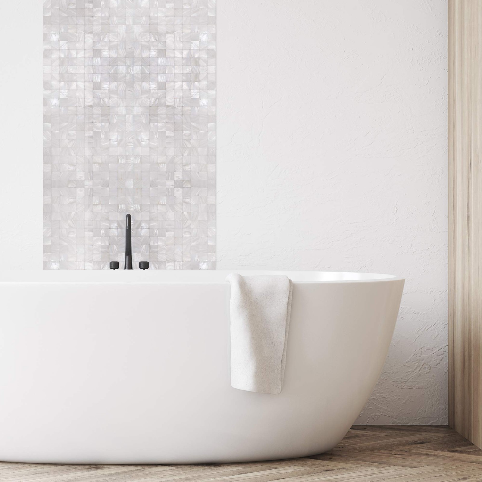 KASARO Peel and Stick Backsplash, Mother of Pearl Mosaic Shell Tiles, SelfAdh…