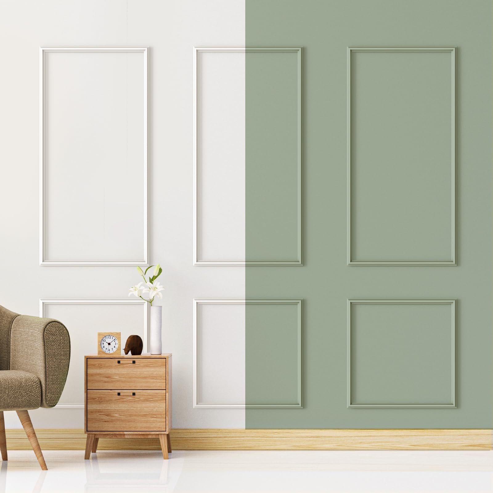 Peel and Stick Wall Molding Kit – 3 Sets Wainscoting Panels for Interior Decor