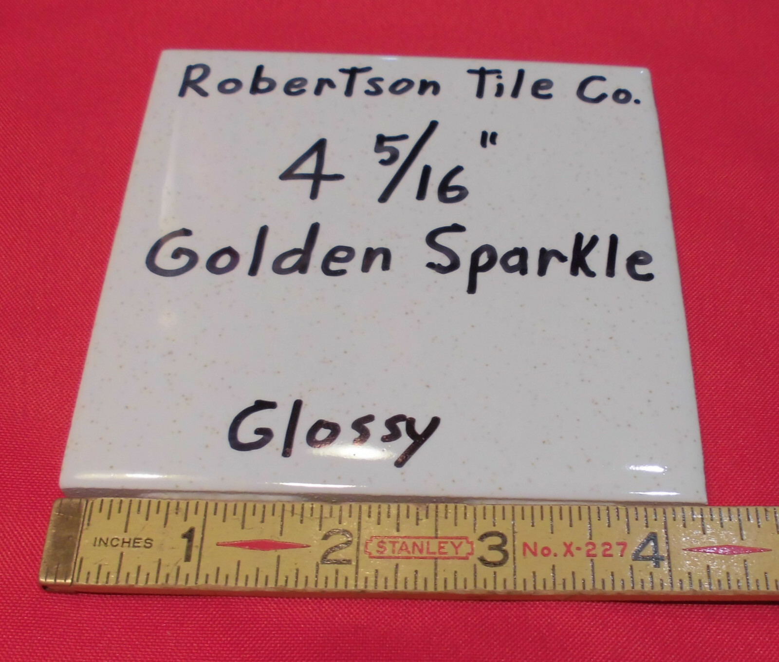 1 pc. Ceramic Tile *Golden Sparkle – Gold Dust* 4-3/8″- 4-5/16″ Robertson Co.