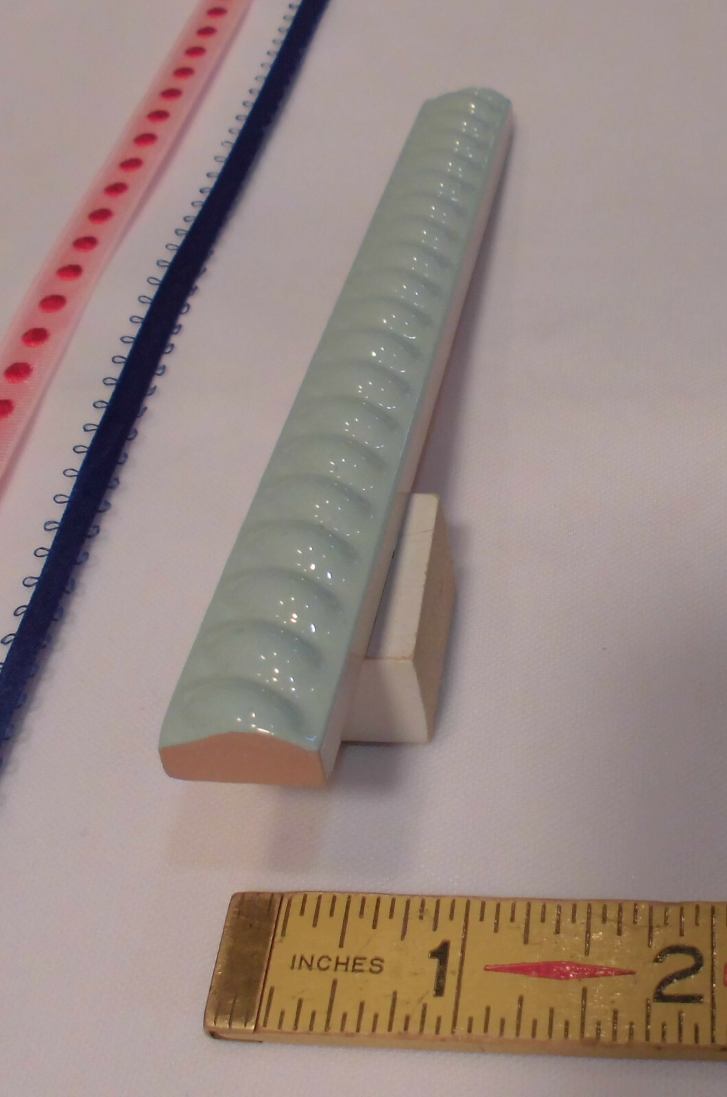 10 pcs. *Seafoam Green* Vintage Ceramic Liner-Pencil-Sizzle Tiles; 5/8″ X 6″ NOS