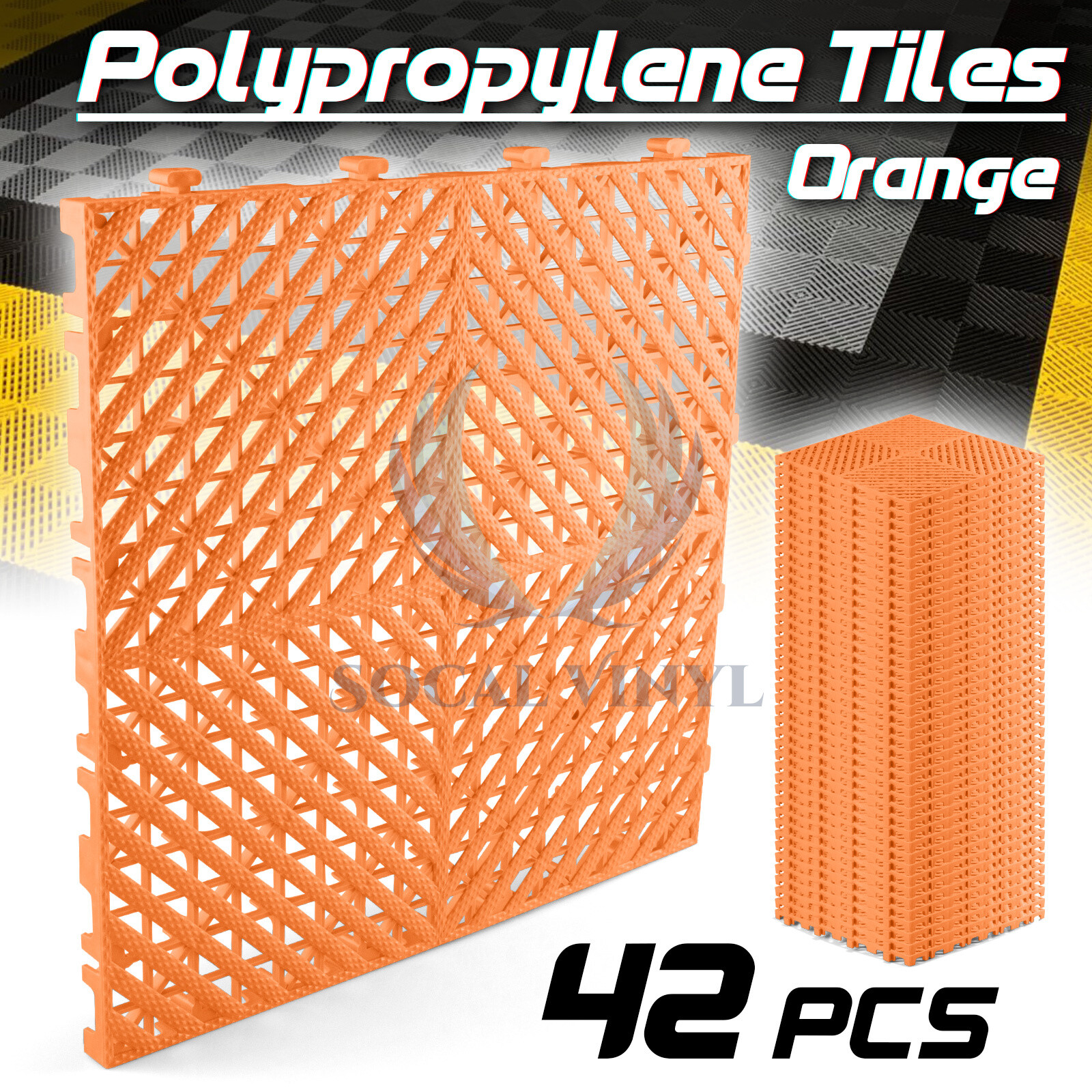 42pcs 16″x16″ Orange Garage Floor Mat Perforated Flooring Tile Shop Interlocking