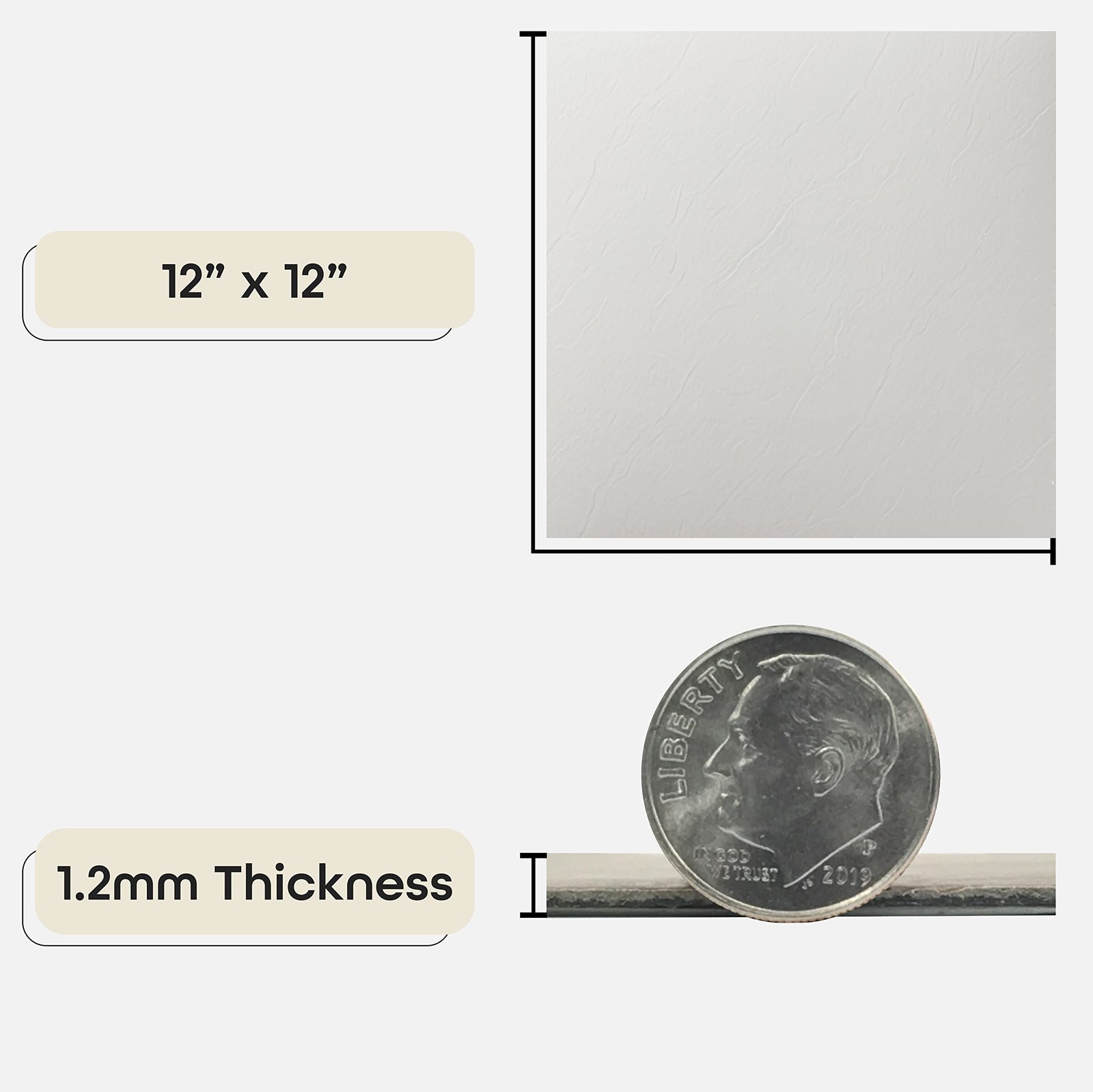 Nexus Adhesive 12-Inch Vinyl Floor Tiles, 20 Tiles – 12″ x 12″, White Slate P…