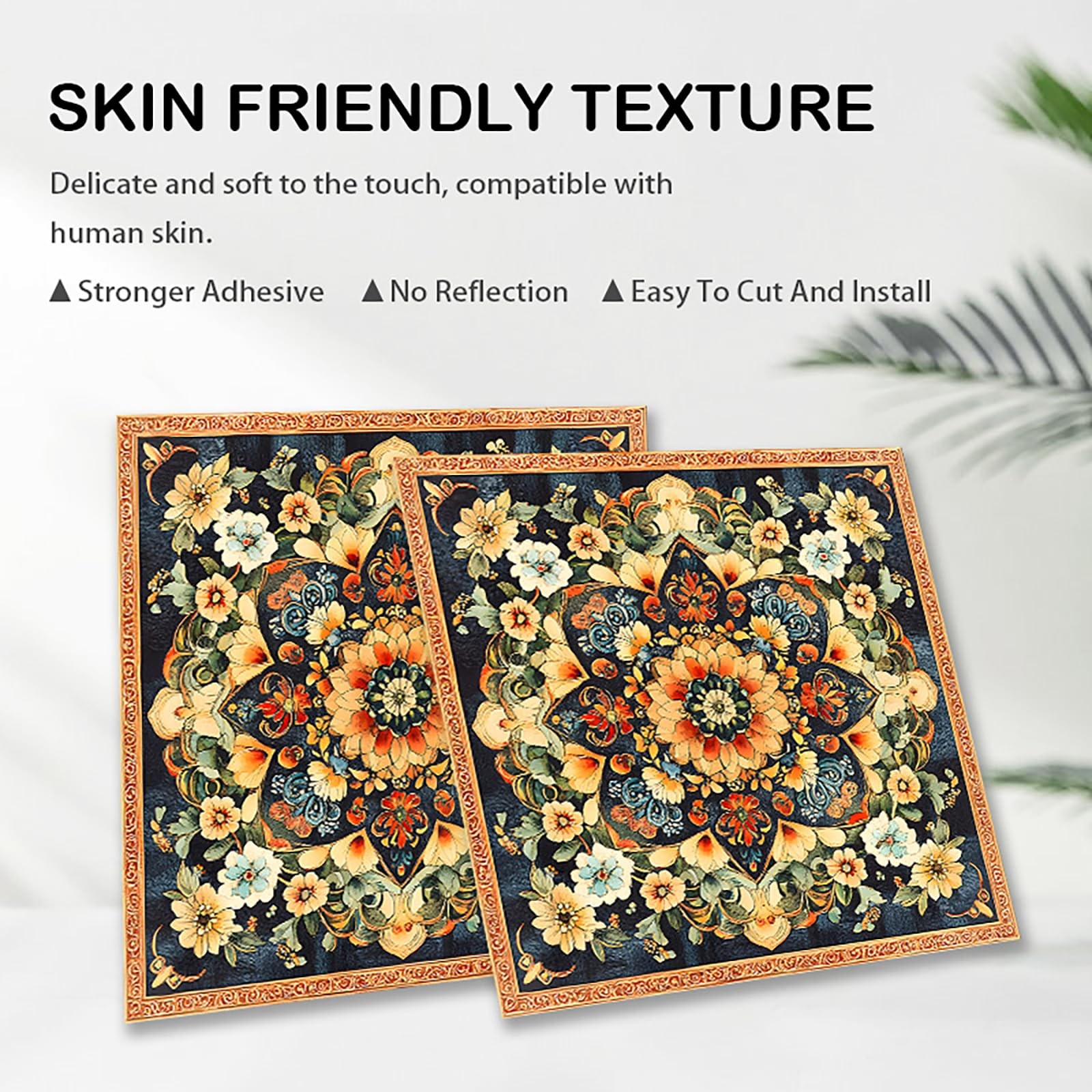 10 Pack Peel Stick Vinyl Floor Tiles 11.8×11.8 Inch Mandala Floral Pattern
