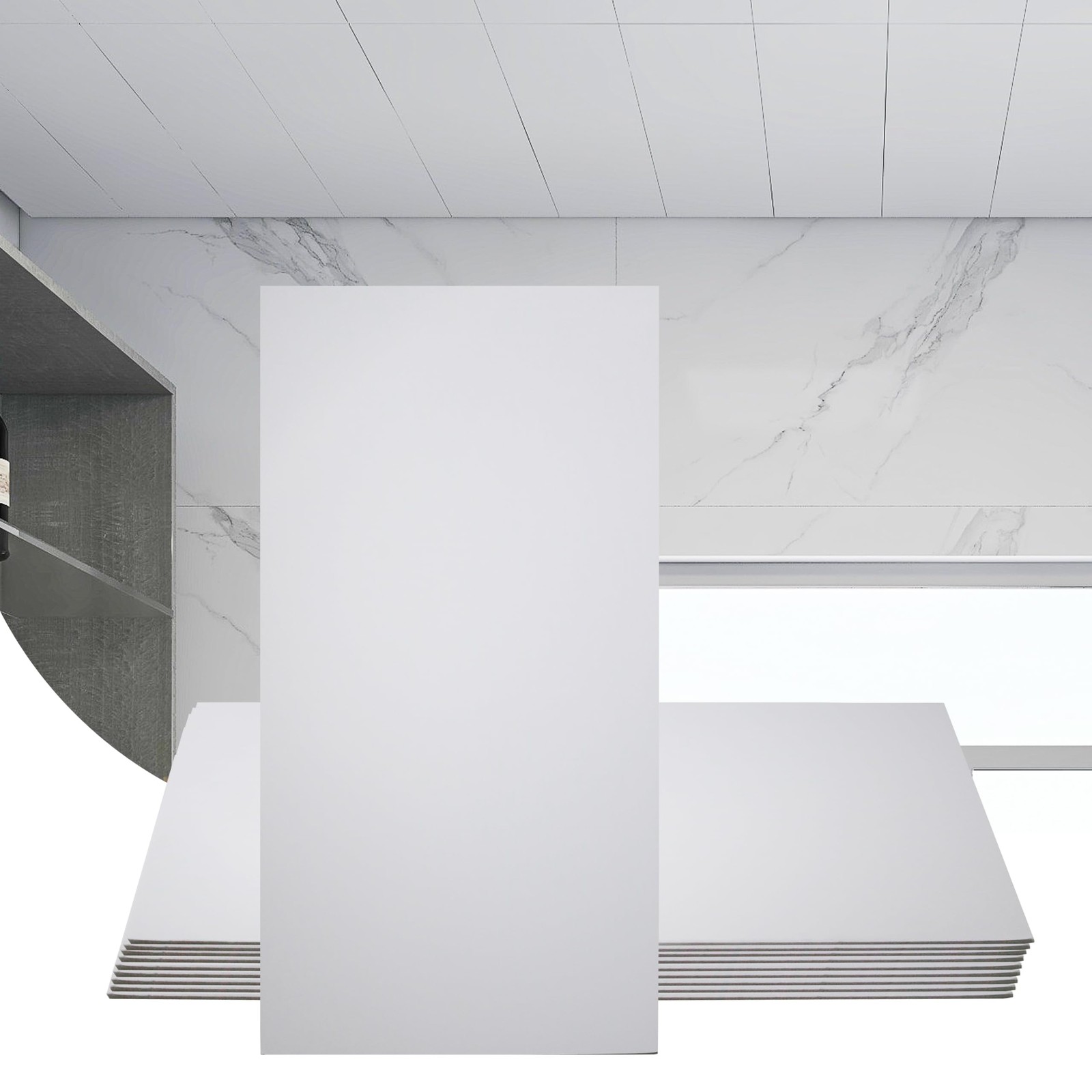 10-Pack Drop Ceiling Tile 2Ft X 4Ft, Smooth White PVC Ceiling Panel 24 X 48In, 5
